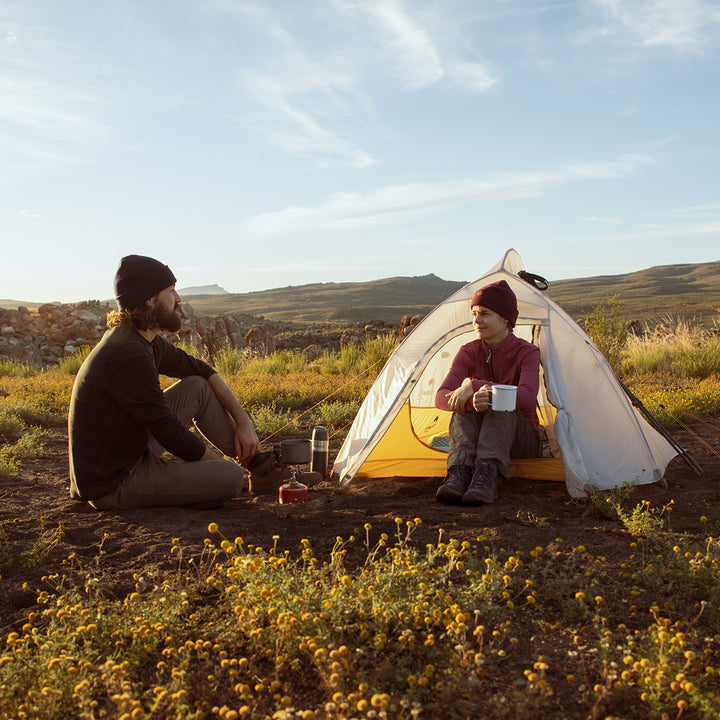 Perfect for two-person camping, this tent offers a roomy interior that allows campers to relax comfortably within a compact yet spacious setting.