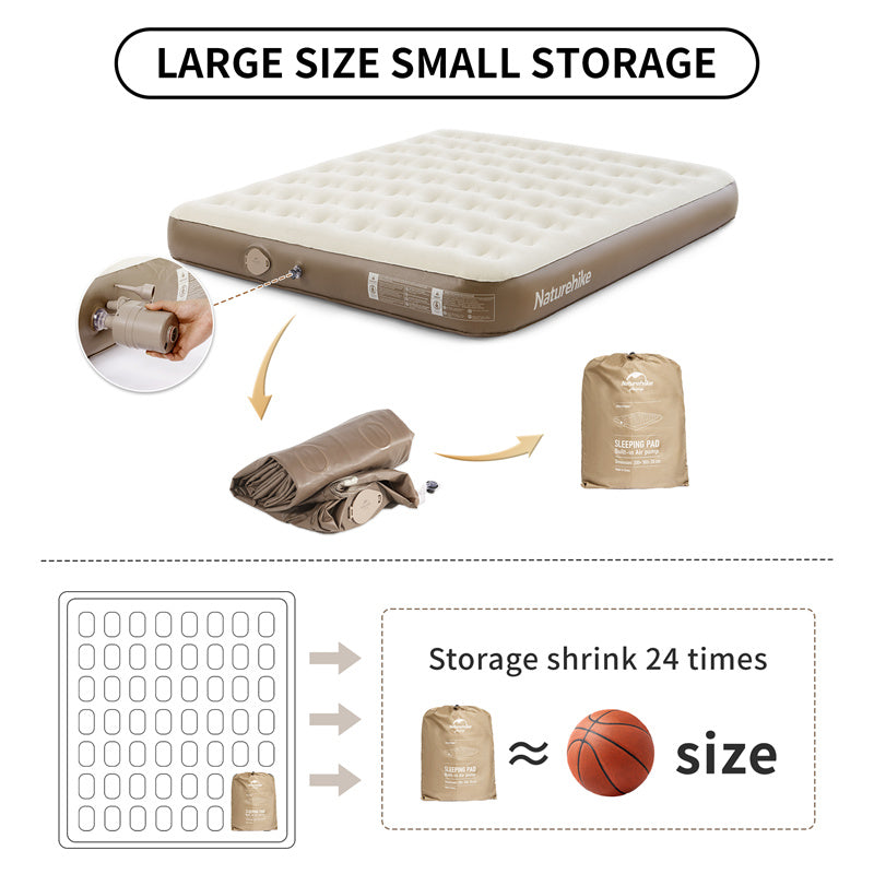 An image of a Naturehike C25 Built-in Pump PVC High-Height Inflatable Mattress by Naturehike official store