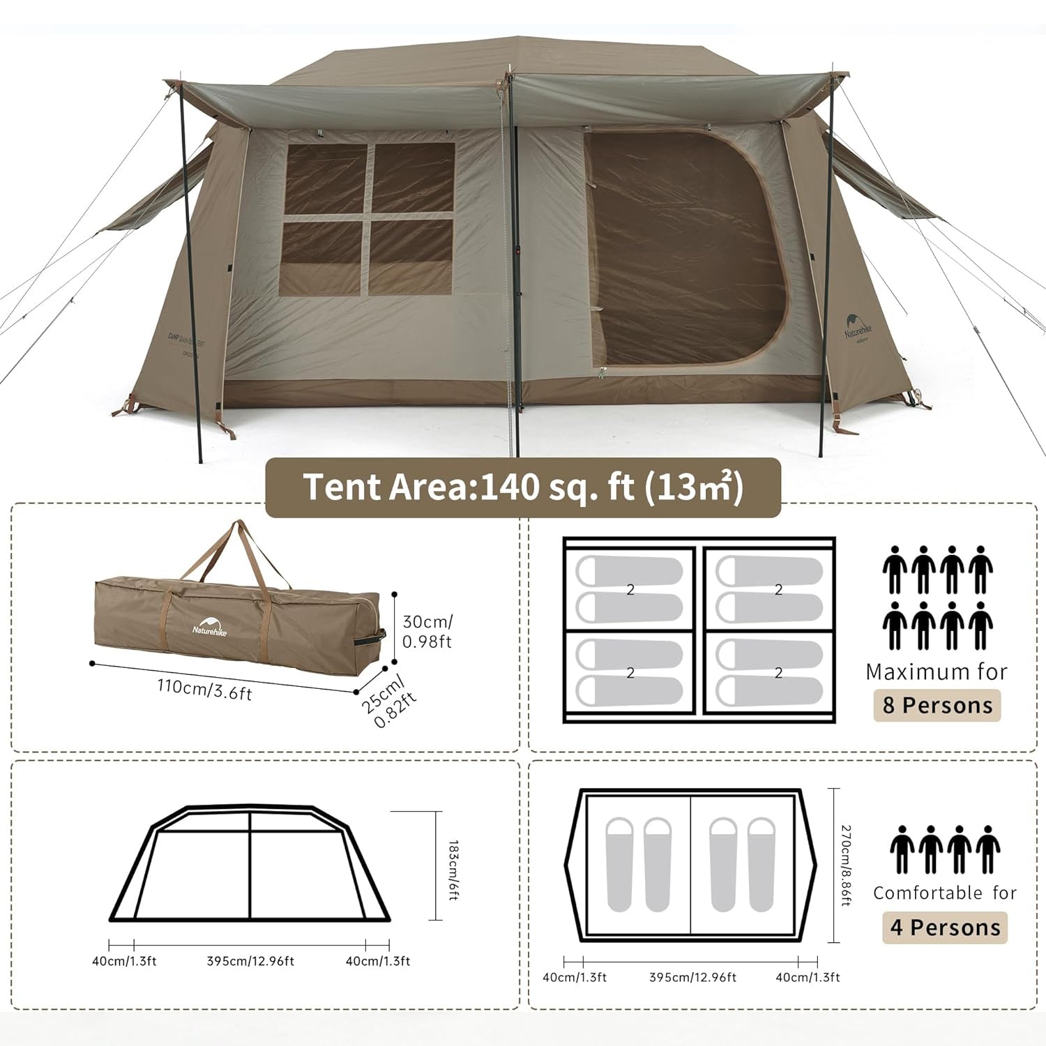 Village Instant 8 Person Tent | Naturehike