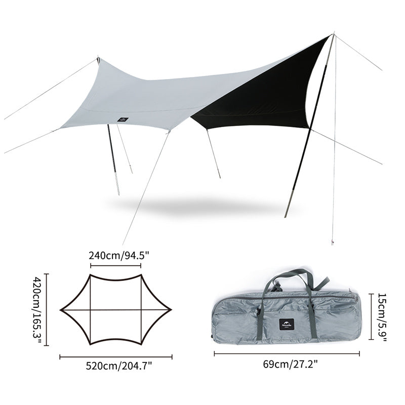 An image of a Naturehike（SHARK） Black Vinyl Hexagonal Sunshade by Naturehike official store