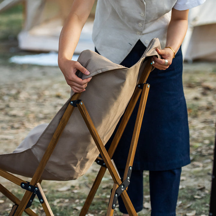 An image of a   Wood Grain Foldable Camping Chair