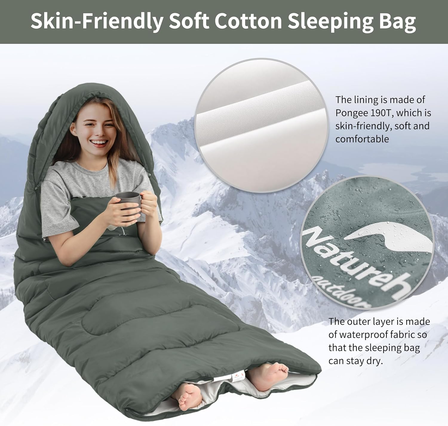 Cotton lined sleeping bag best sale