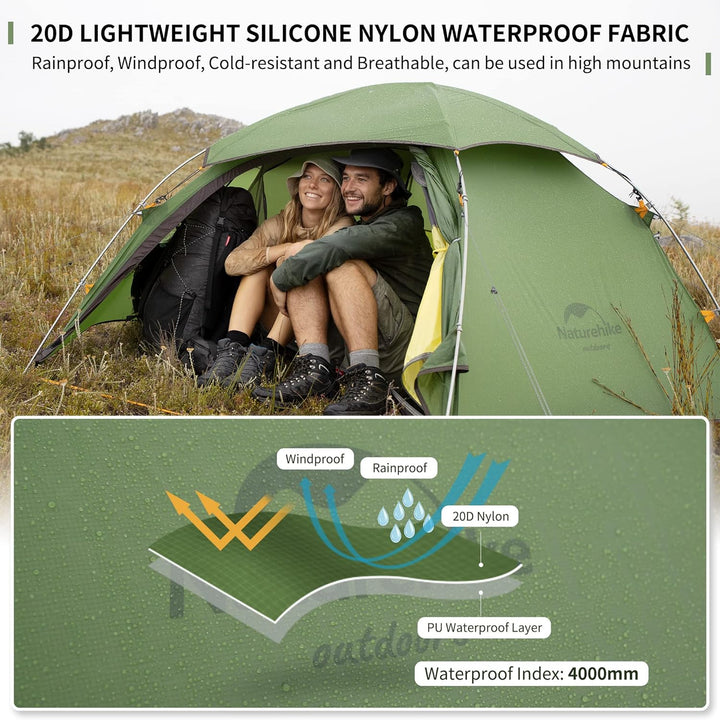 Cloud Peak 4-Season Backpacking Tent is a backpacking tent suitable for year-round use, using 20D lightweight silicone nylon waterproof fabric. This tent is windproof, waterproof, cold-resistant and breathable, making it ideal for use in high altitude areas.