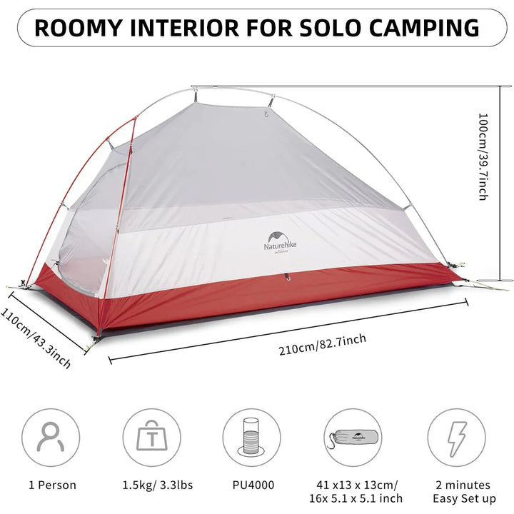 A white tent with red trim.