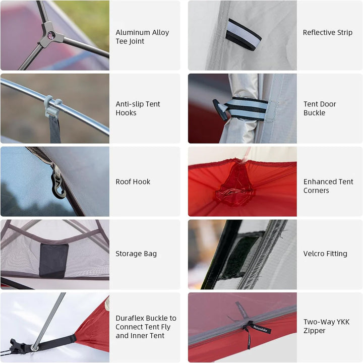 Multiple details of an outdoor tent