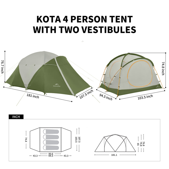 KOTA 4 Person Camping Tent