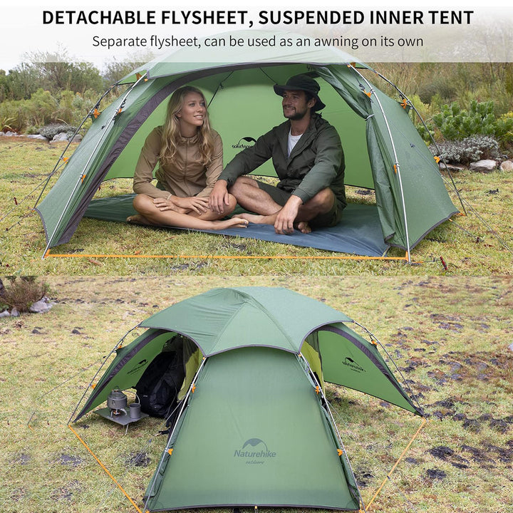 DETACHABLE FLYSHEET,SUSPENDED INNER TENT Separate flysheet, can be used as an awning on its own.