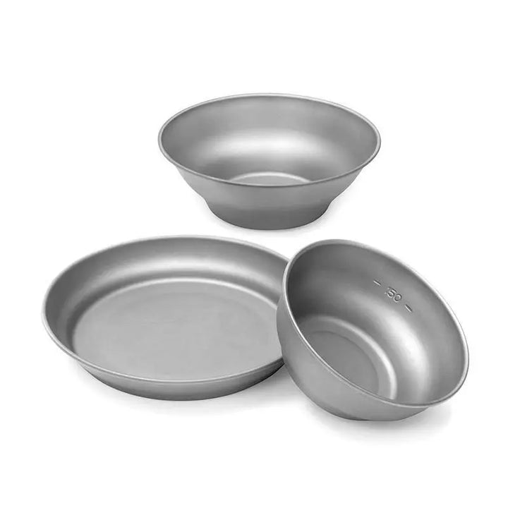 Naturehike Outdoor Picnic Pure Titanium BBQ Tableware Plate Bowl Dish