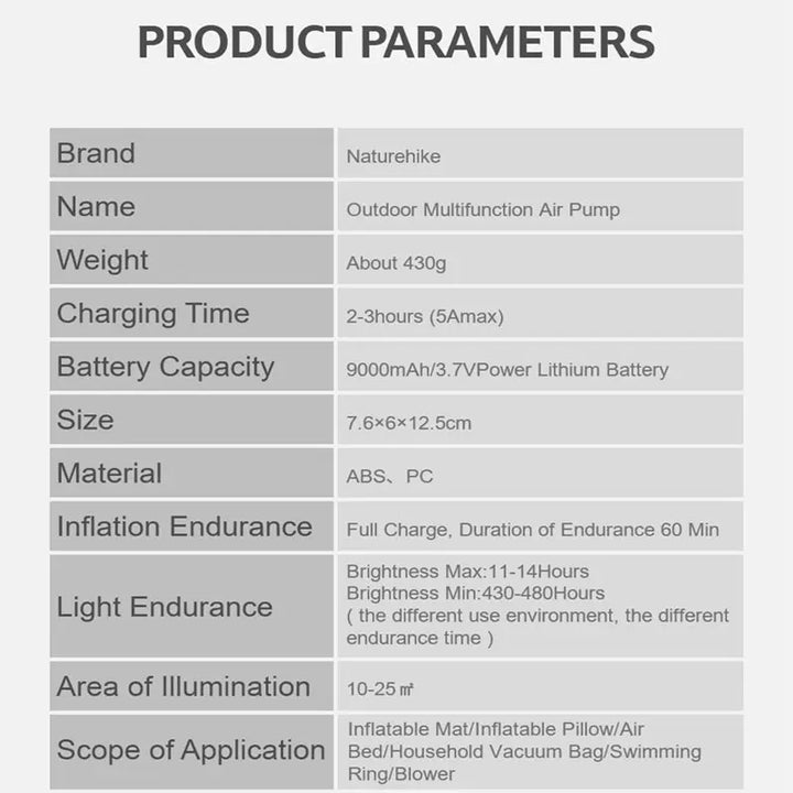 Naturehike Outdoor Multifunctional Mini Air Pump
