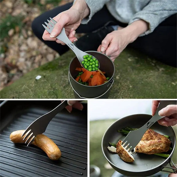 Naturehike Lightweight Titanium 3 in 1 Outdoor Camping Cutlery